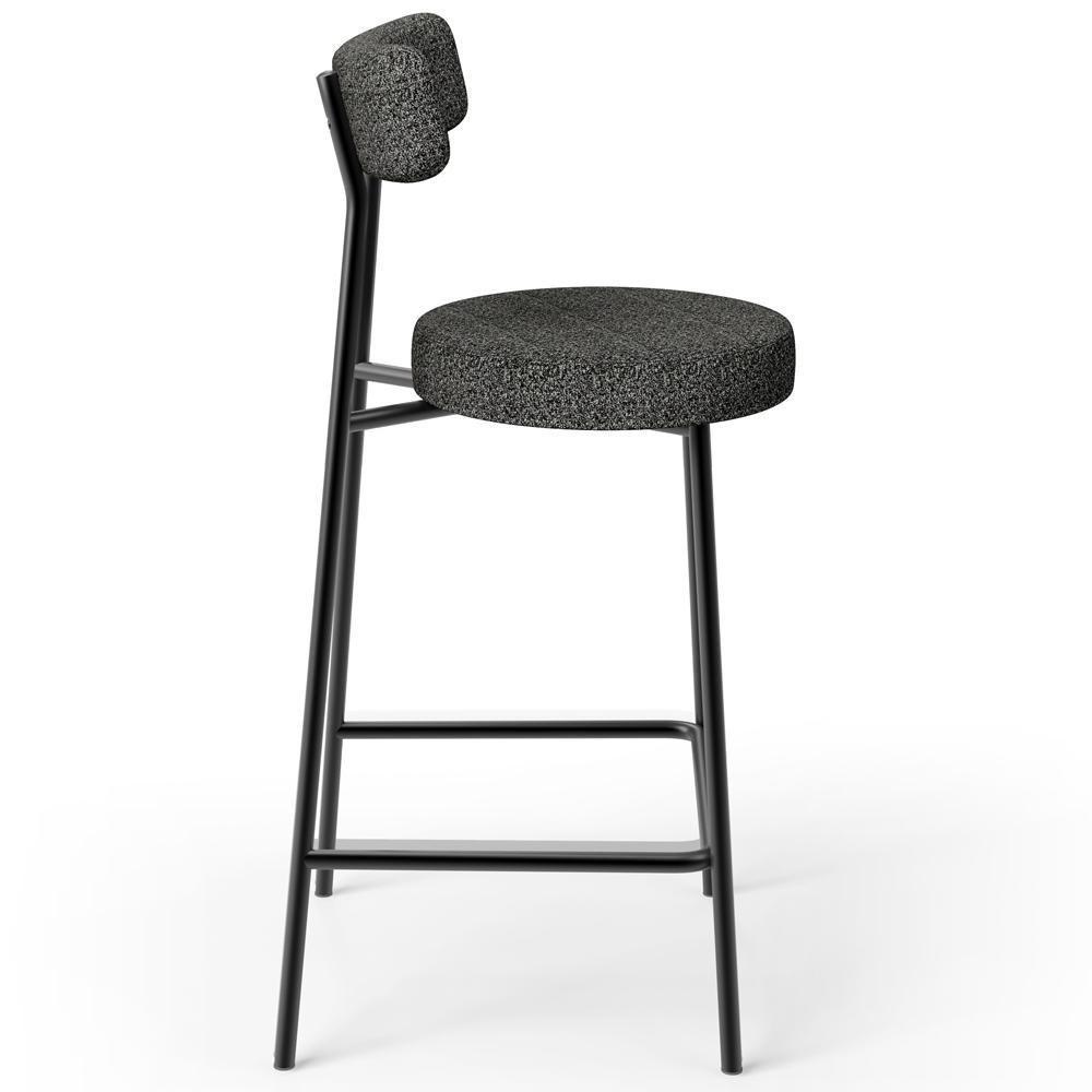 Kit 05 Banquetas Baixa Para Cozinha Sala De Jantar Bar Bancada Milão L02 Linho Mescla Chumbo - Lyam Decor - 6