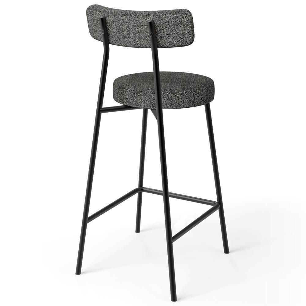 Kit 05 Banquetas Baixa Para Cozinha Sala De Jantar Bar Bancada Milão L02 Linho Mescla Chumbo - Lyam Decor - 7