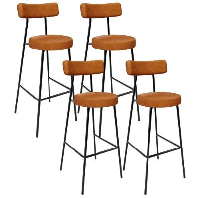 Kit 04 Banquetas Alta Bar Cozinha Sala De Jantar Estrutura Em Aço Milão L02 Couríssimo Canela - Lyam Decor