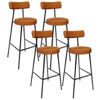 Kit 04 Banquetas Alta Bar Cozinha Sala De Jantar Estrutura Em Aço Milão L02 Couríssimo Canela - Lyam Decor - 1