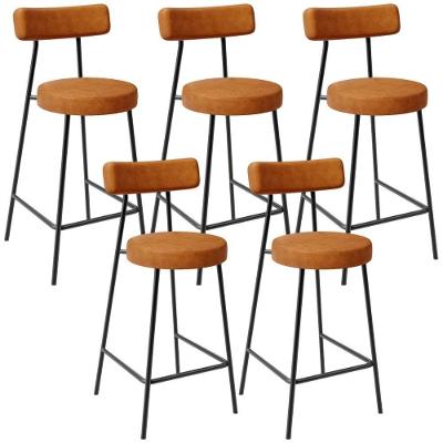 Kit 05 Banquetas Baixa Para Cozinha Sala De Jantar Bar Bancada Milão L02 Couríssimo Canela - Lyam Decor