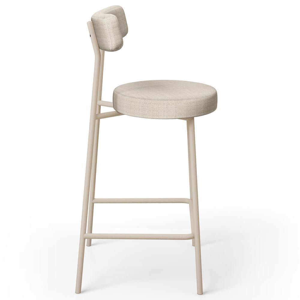 Kit 05 Banquetas Baixa Cozinha Sala Jantar Bancada Milão Arena L02 Linho Palha - Lyam Decor - 6