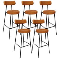 Kit 05 Banquetas Alta Bar Cozinha Sala De Jantar Estrutura Em Aço Milão L02 Couríssimo Canela - Lyam Decor - 1