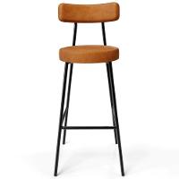 Kit 05 Banquetas Alta Bar Cozinha Sala De Jantar Estrutura Em Aço Milão L02 Couríssimo Canela - Lyam Decor - 3