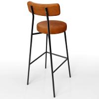 Kit 05 Banquetas Alta Bar Cozinha Sala De Jantar Estrutura Em Aço Milão L02 Couríssimo Canela - Lyam Decor - 7