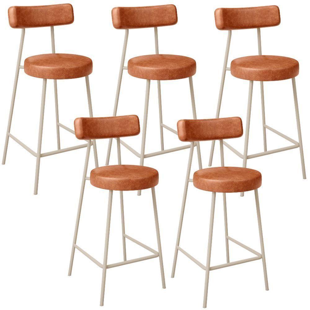 Kit 05 Banquetas Baixa Cozinha Sala Jantar Bancada Milão Arena L02 Couríssimo Camel - Lyam Decor - 1