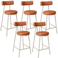 Kit 05 Banquetas Baixa Cozinha Sala Jantar Bancada Milão Arena L02 Couríssimo Camel - Lyam Decor - 1