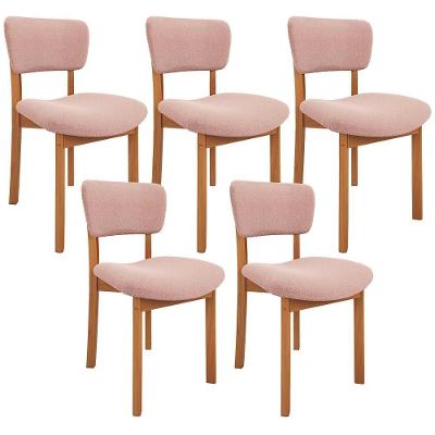 Kit 05 Cadeiras Para Sala De Jantar Cozinha Living Estofada Dara L02 Bouclê Rosê - Lyam Decor