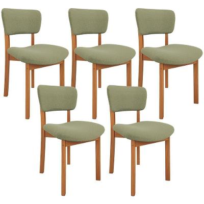 Kit 05 Cadeiras para Sala de Jantar Dara L02 Estrutura Madeira Estofada Tecido Verde