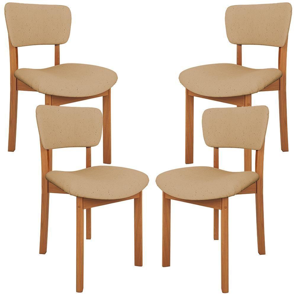 Kit 04 Cadeiras Para Sala De Jantar Cozinha Living Estofada Dara L02 Linho Bege Escuro - Lyam Decor - 1