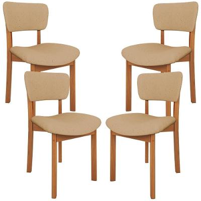 Kit 04 Cadeiras Para Sala De Jantar Cozinha Living Estofada Dara L02 Linho Bege Escuro - Lyam Decor