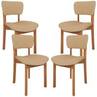 Kit 04 Cadeiras Para Sala De Jantar Cozinha Living Estofada Dara L02 Linho Bege Escuro - Lyam Decor - 1