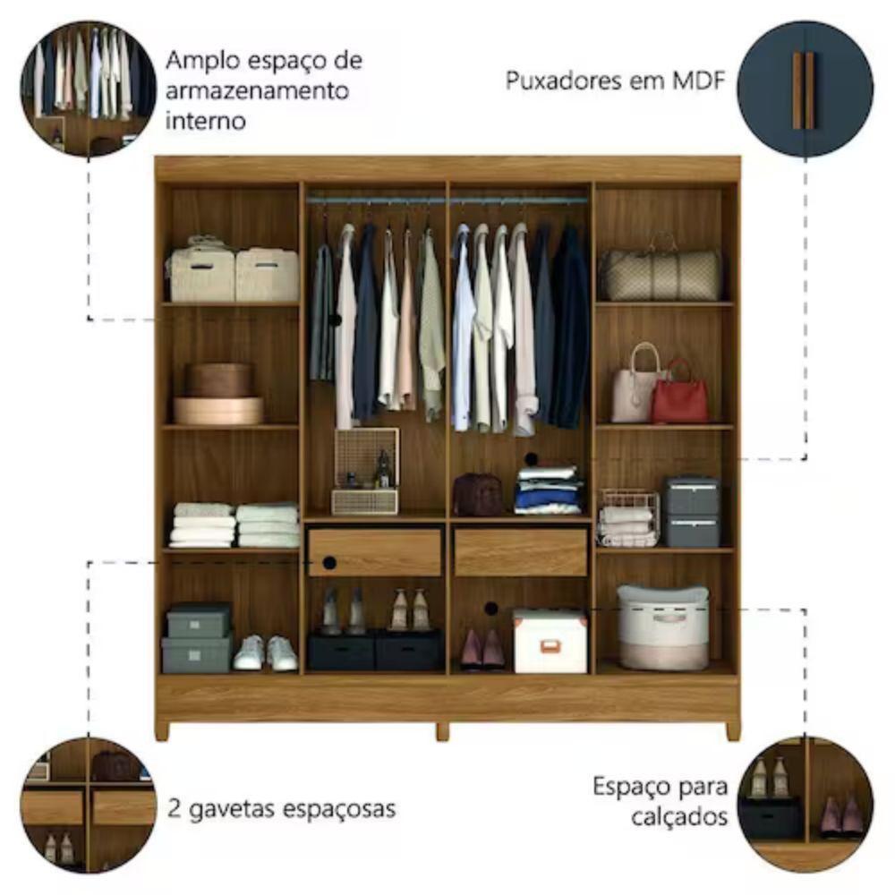 Guarda-roupa Marajó Paris 8 Portas 2 Gavetas Moval Freijo/cinza - 4