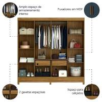 Guarda-roupa Marajó Paris 8 Portas 2 Gavetas Moval Freijo/cinza