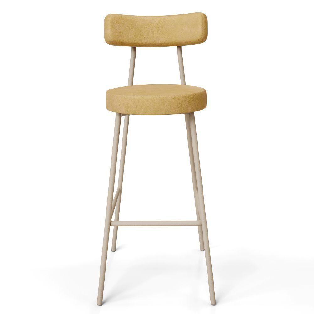 Kit 05 Banquetas Alta Bar Cozinha Sala De Jantar Aço Milão Arena L02 Couríssimo Fendi - Lyam Decor - 6