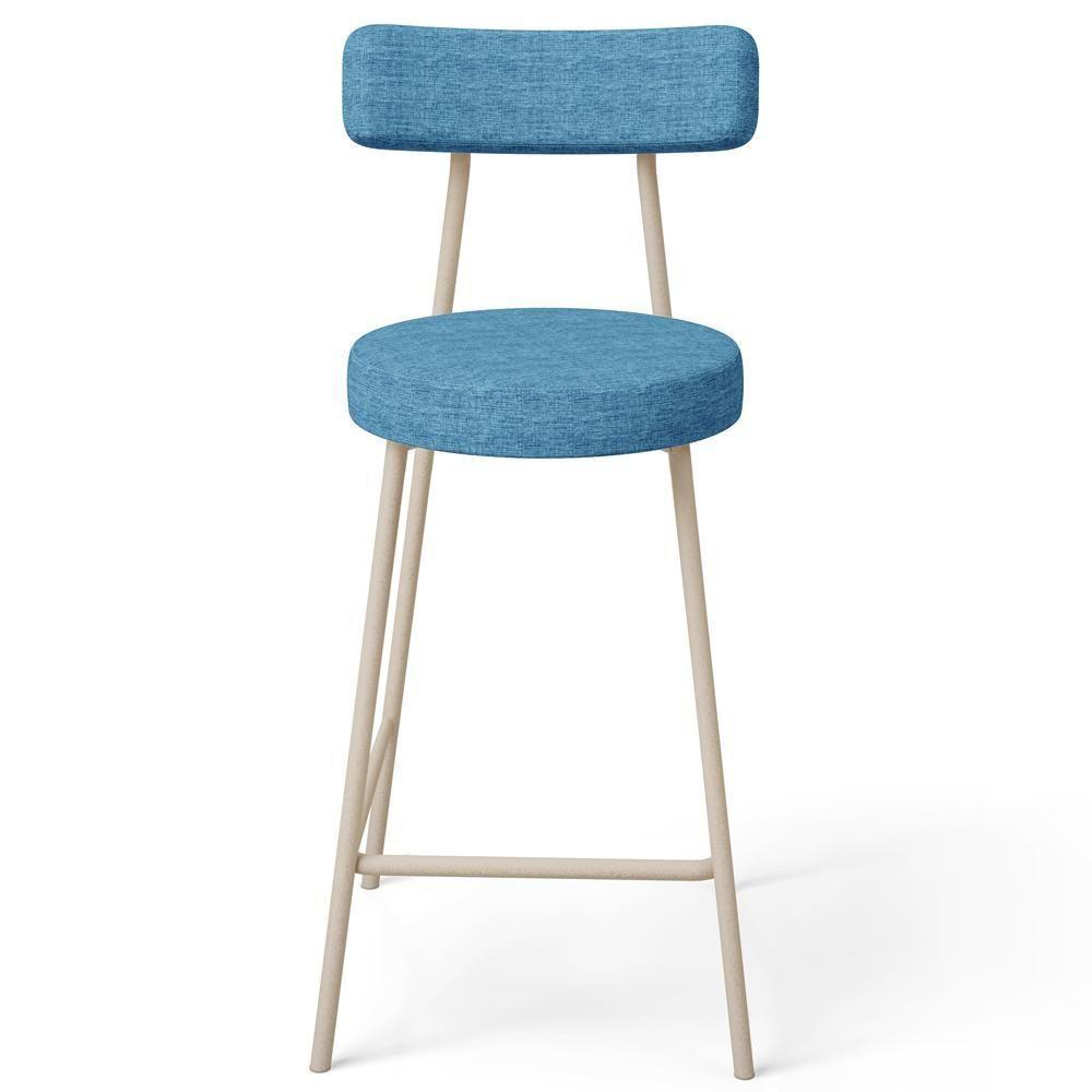 Kit 05 Banquetas Baixa Cozinha Sala Jantar Bancada Milão Arena L02 Linho Azul - Lyam Decor - 6