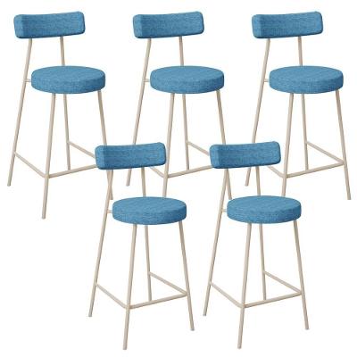 Kit 05 Banquetas Baixa Cozinha Sala Jantar Bancada Milão Arena L02 Linho Azul - Lyam Decor