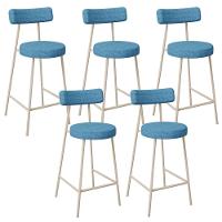 Kit 05 Banquetas Baixa Cozinha Sala Jantar Bancada Milão Arena L02 Linho Azul - Lyam Decor - 1