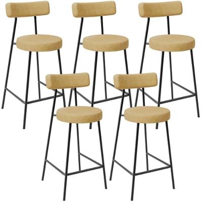 Kit 05 Banquetas Baixa Para Cozinha Sala De Jantar Bar Bancada Milão L02 Couríssimo Fendi - Lyam Decor