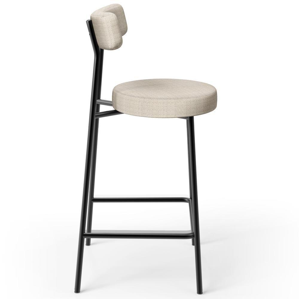 Kit 03 Banquetas Baixa Para Cozinha Sala De Jantar Bar Bancada Milão L02 Linho Palha - Lyam Decor - 6