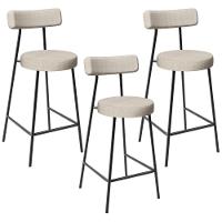 Kit 03 Banquetas Baixa Para Cozinha Sala De Jantar Bar Bancada Milão L02 Linho Palha - Lyam Decor - 1