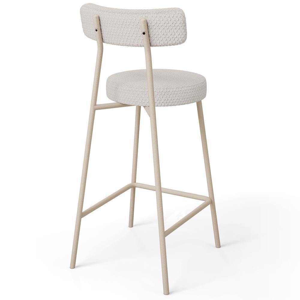 Kit 05 Banquetas Baixa Cozinha Sala Jantar Bancada Milão Arena L02 Bouclê Cru - Lyam Decor - 8