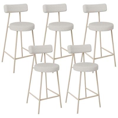 Kit 05 Banquetas Baixa Cozinha Sala Jantar Bancada Milão Arena L02 Bouclê Cru - Lyam Decor