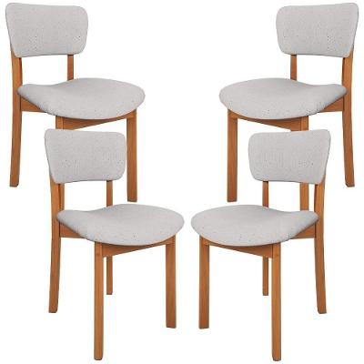 Kit 04 Cadeiras Para Sala De Jantar Cozinha Living Estofada Dara L02 Linho Cinza - Lyam Decor