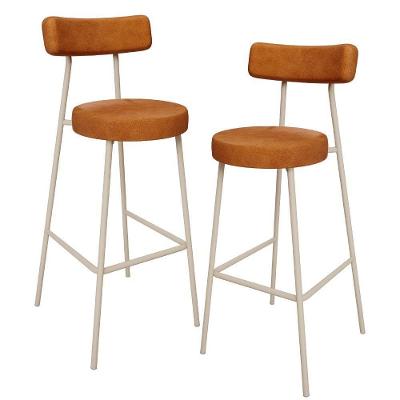 Kit 02 Banquetas Alta Bar Cozinha Sala De Jantar Aço Milão Arena L02 Couríssimo Canela - Lyam Decor