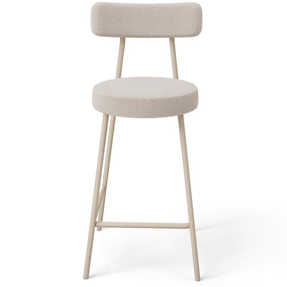 Kit 02 Banquetas Baixa Cozinha Sala Jantar Bancada Milão Arena L02 Bouclê Creme - Lyam Decor - 6