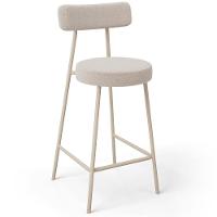 Kit 02 Banquetas Baixa Cozinha Sala Jantar Bancada Milão Arena L02 Bouclê Creme - Lyam Decor - 3