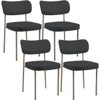 Kit 04 Cadeiras Decorativa Estofada Para Sala De Jantar Melina Base Arena L02 Linho Chumbo - Lyam Decor - 1