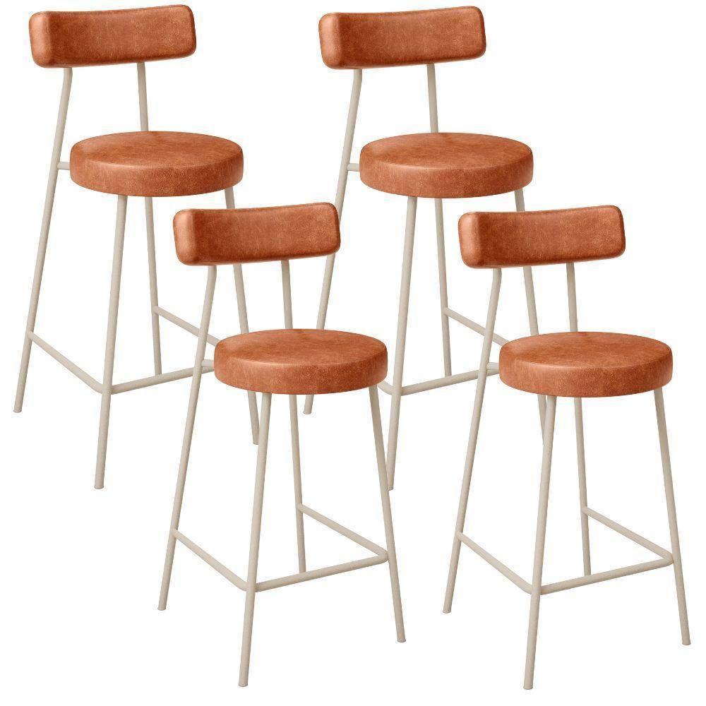 Kit 04 Banquetas Baixa Cozinha Sala Jantar Bancada Milão Arena L02 Couríssimo Camel - Lyam Decor - 1