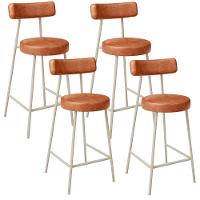 Kit 04 Banquetas Baixa Cozinha Sala Jantar Bancada Milão Arena L02 Couríssimo Camel - Lyam Decor - 1