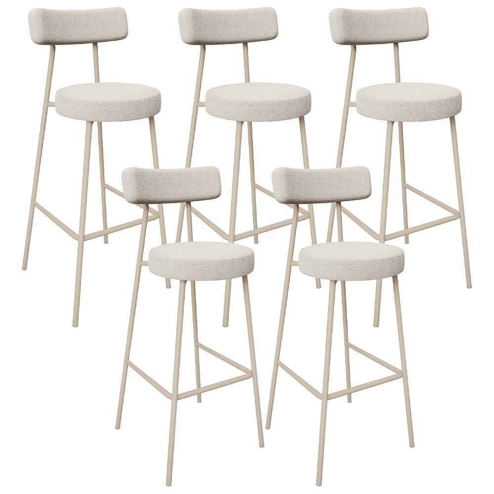 Kit 05 Banquetas Alta Bar Cozinha Sala De Jantar Aço Milão Arena L02 Bouclê Creme - Lyam Decor - 1