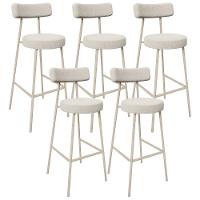Kit 05 Banquetas Alta Bar Cozinha Sala De Jantar Aço Milão Arena L02 Bouclê Creme - Lyam Decor - 1