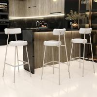 Kit 05 Banquetas Alta Bar Cozinha Sala De Jantar Aço Milão Arena L02 Bouclê Creme - Lyam Decor - 2