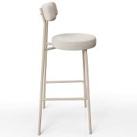 Kit 05 Banquetas Alta Bar Cozinha Sala De Jantar Aço Milão Arena L02 Bouclê Creme - Lyam Decor - 7