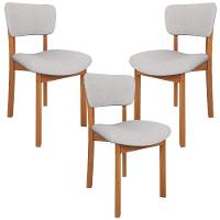 Kit 03 Cadeiras Para Sala De Jantar Cozinha Living Estofada Dara L02 Linho Cinza - Lyam Decor - 1