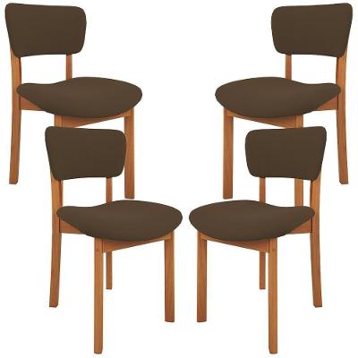 Kit 04 Cadeiras Para Sala De Jantar Cozinha Living Estofada Dara L02 Suede Marrom - Lyam Decor