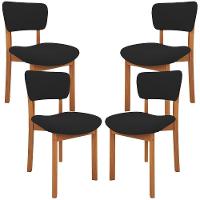 Kit 04 Cadeiras Para Sala De Jantar Cozinha Living Estofada Dara L02 Suede Preto - Lyam Decor - 1