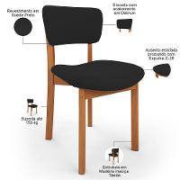 Kit 04 Cadeiras Para Sala De Jantar Cozinha Living Estofada Dara L02 Suede Preto - Lyam Decor