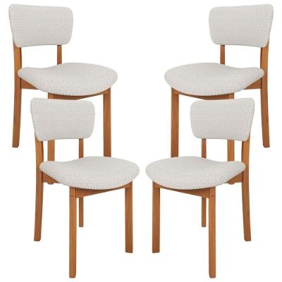 Kit 04 Cadeiras Para Sala De Jantar Cozinha Living Estofada Dara L02 Bouclê Cru - Lyam Decor