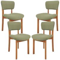 Kit 04 Cadeiras Para Sala De Jantar Cozinha Living Estofada Dara L02 Bouclê Oliva - Lyam Decor - 1