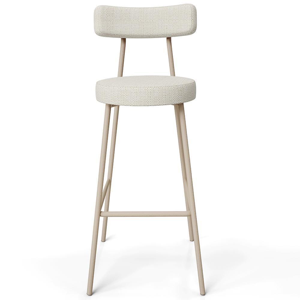 Kit 04 Banquetas Alta Bar Cozinha Sala De Jantar Aço Milão Arena L02 Linho Champagne - Lyam Decor - 6