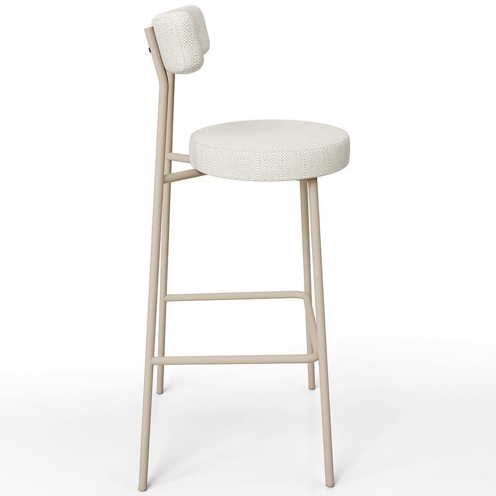 Kit 04 Banquetas Alta Bar Cozinha Sala De Jantar Aço Milão Arena L02 Linho Champagne - Lyam Decor - 7