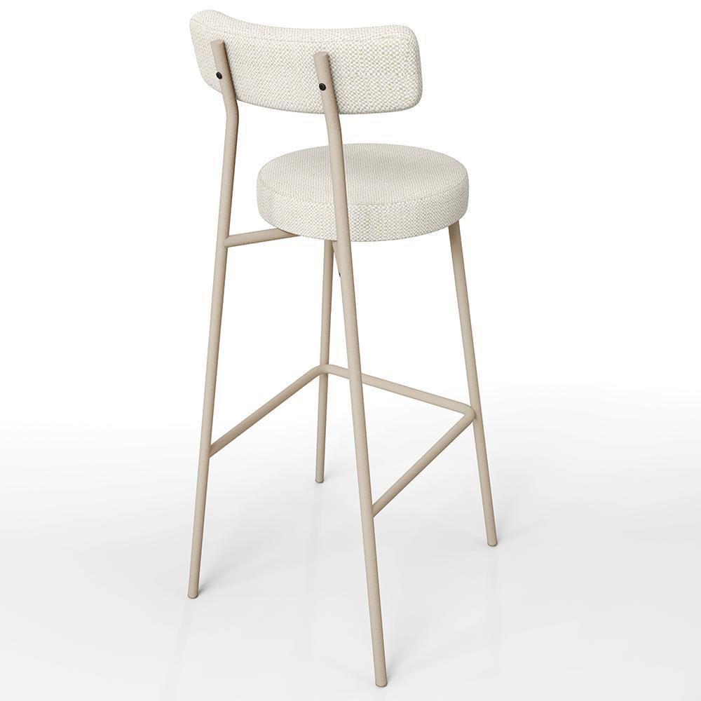 Kit 04 Banquetas Alta Bar Cozinha Sala De Jantar Aço Milão Arena L02 Linho Champagne - Lyam Decor - 8