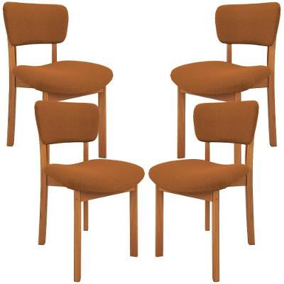 Kit 04 Cadeiras Para Sala De Jantar Cozinha Living Estofada Dara L02 Bouclê Terracota - Lyam Decor