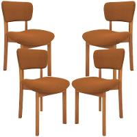 Kit 04 Cadeiras Para Sala De Jantar Cozinha Living Estofada Dara L02 Bouclê Terracota - Lyam Decor - 1