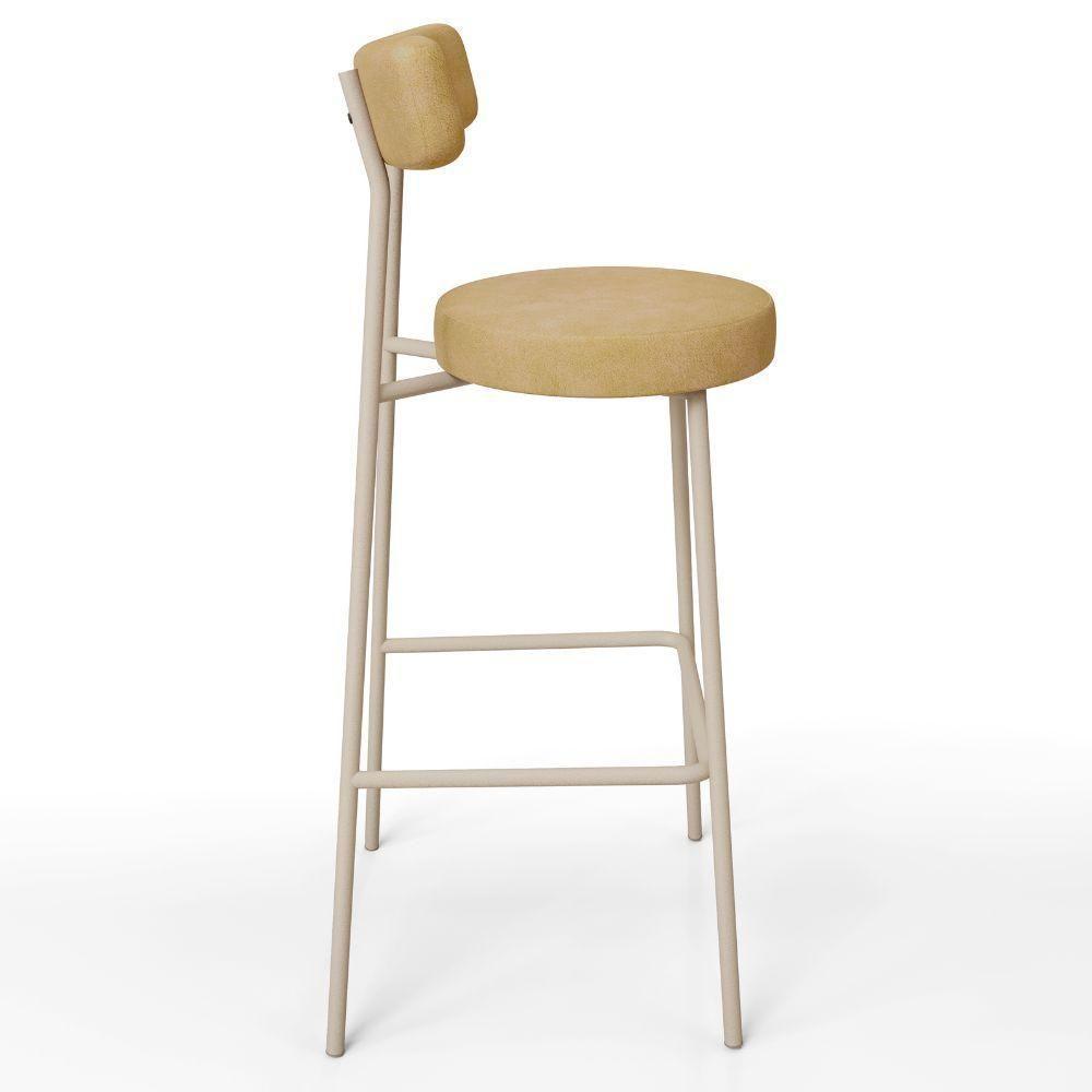 Kit 04 Banquetas Alta Bar Cozinha Sala De Jantar Aço Milão Arena L02 Couríssimo Fendi - Lyam Decor - 6